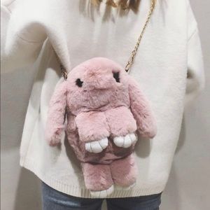 SO SOFT Plush Pink Bunny Backpack or crossover NEW